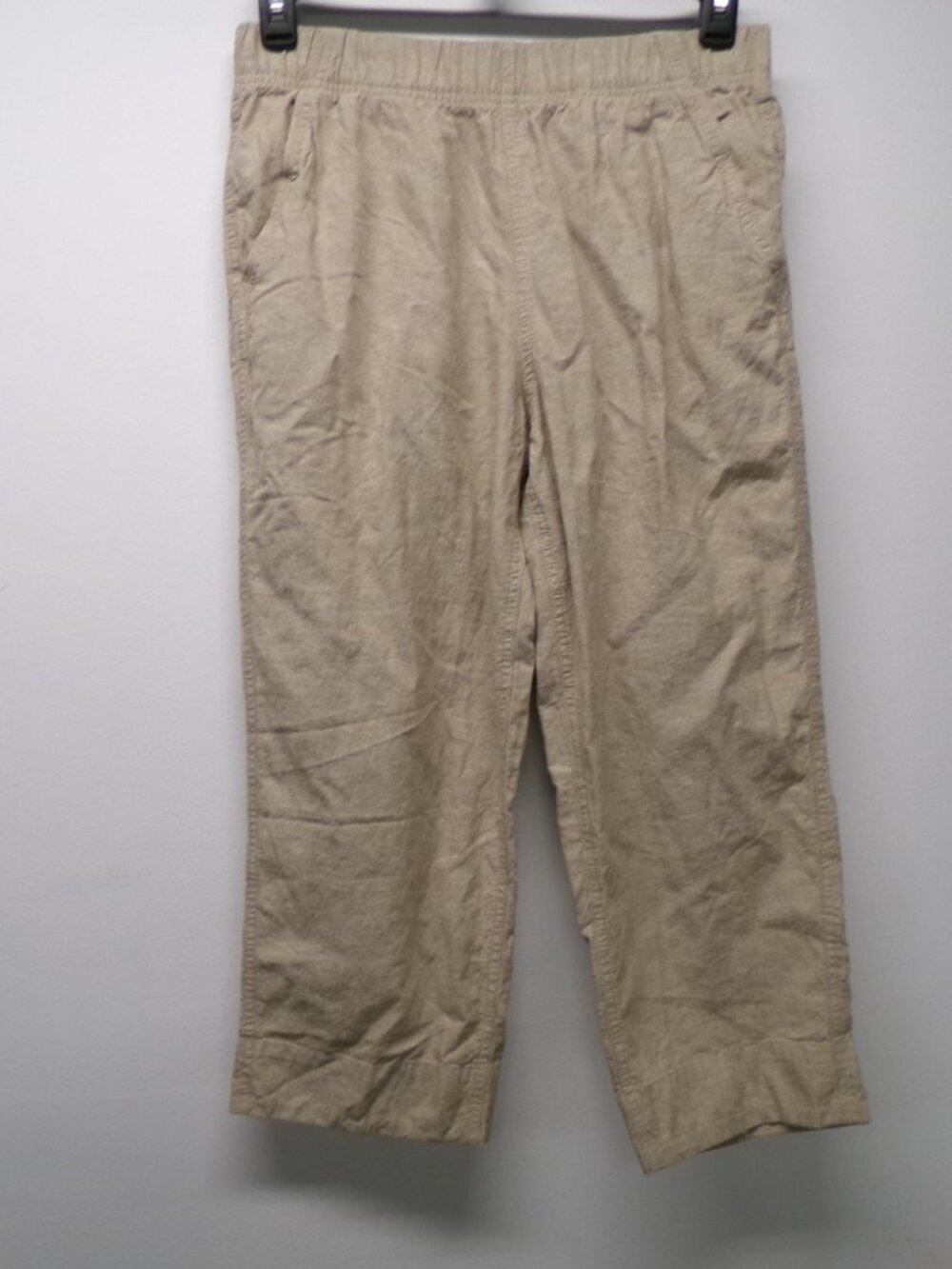 Duluth Trading Co Overeasy Hemp Organic Cotton Capri Pants Natural Pull On sz 8